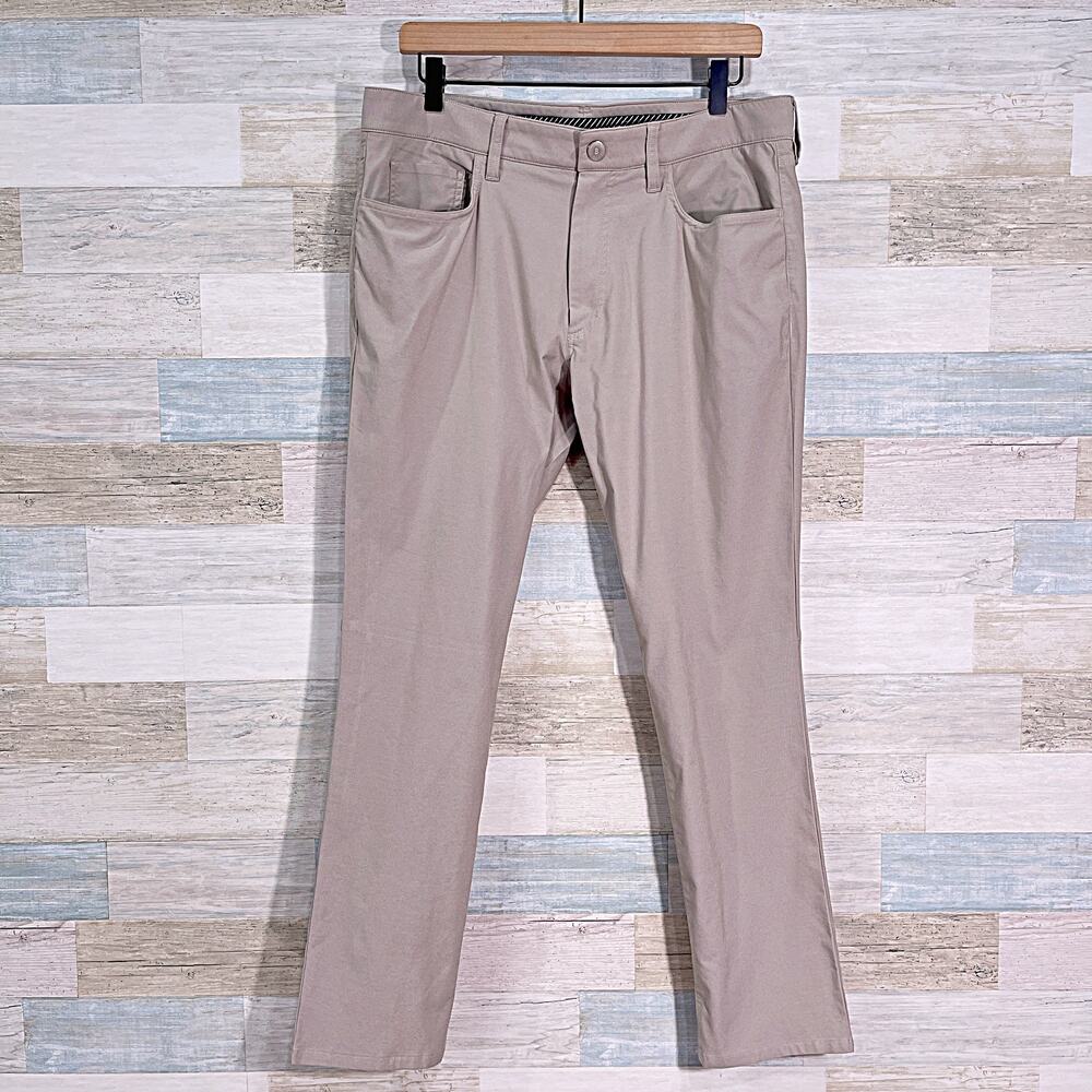 Bonobos Golf Performance Tailored Pants Khaki Beige Flat Front Mens 34x30